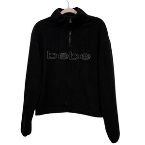Bebe Black Logo Quarter-Zip Sweater size M